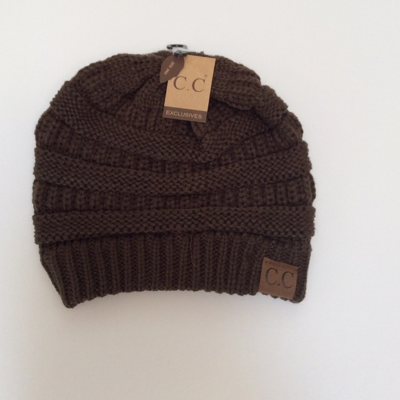 Olive Green Knit CC Beanie