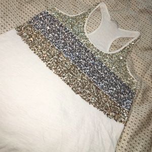 Silver and gold sequin tank