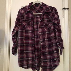 Forever 21 purple plaid flannel button down