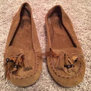 Brown Suede Leather Moccasin Loafers