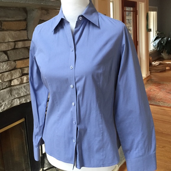 Ann Taylor cornflower blue button down shirt