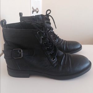 Black lace up combat boots