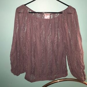 Lavender gray lace blouse
