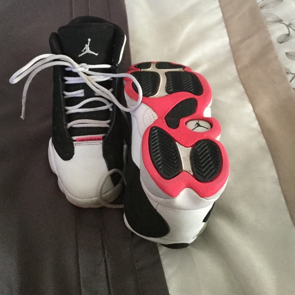 Authentic black white and pink Jordan 13's