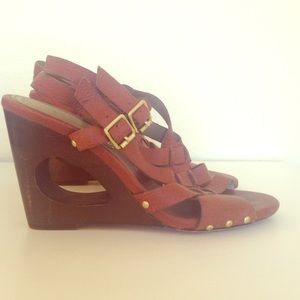 Vince Camino wedges. wood heel and real leather