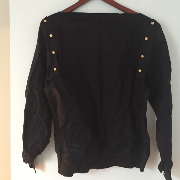 Black linen shirt With gold button detailing.