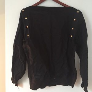 Black linen shirt With gold button detailing.