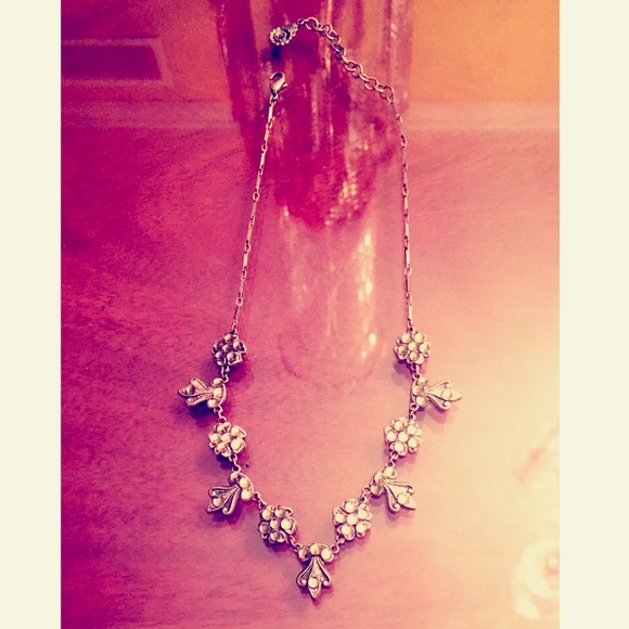 Silver Grey Tone Crystal Necklace