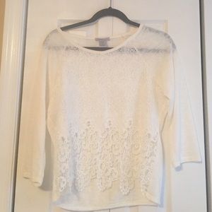 Crop top shear long sleeve shirt