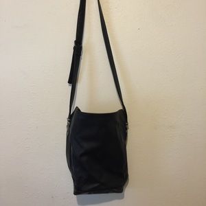 Black bucket bag