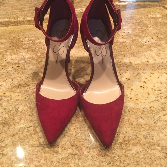 Red Suede Ankle strap shoes - Picture 2 of 4