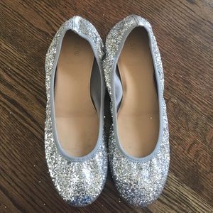 JCrew Silver Sparkle Ballet Flats size 8