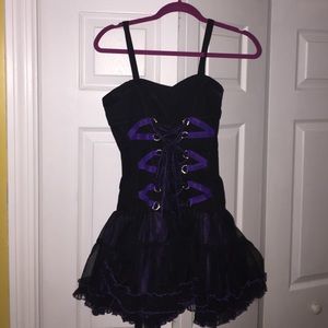 Black and purple mini dress