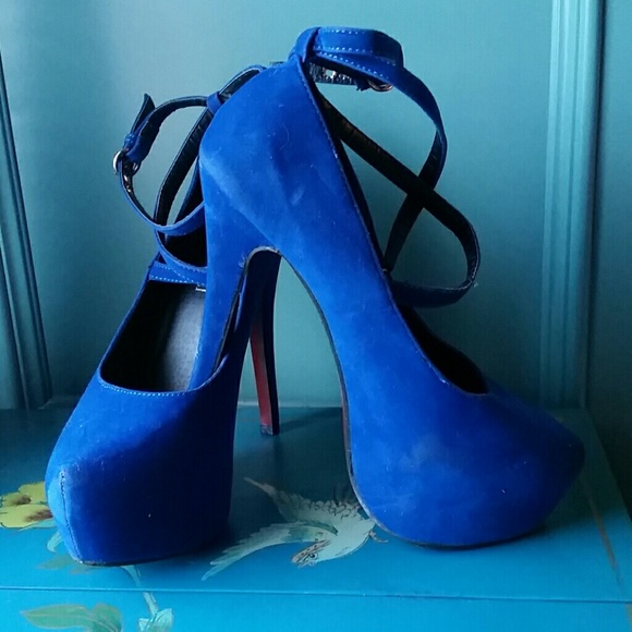 Stunning red bottoms! Electric royal blue!