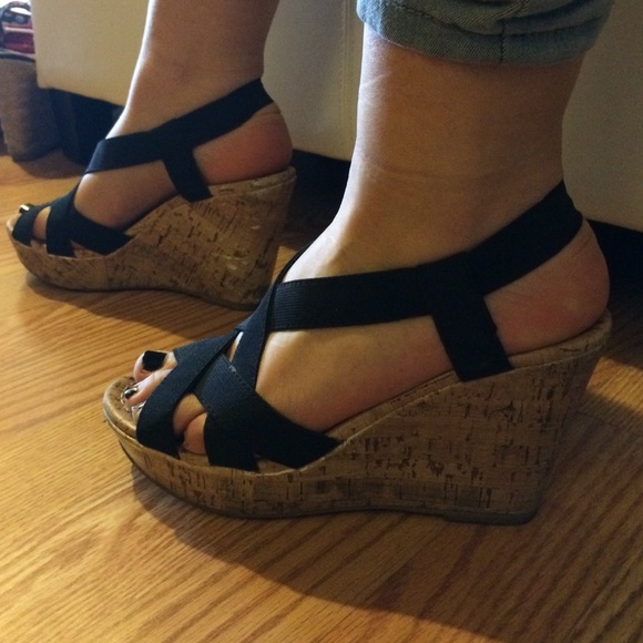 Open toed wedges strapped