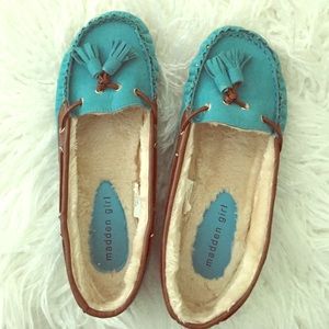 Madden Girl teal/blue moccasins