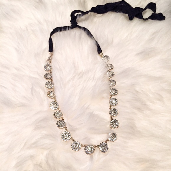 J. Crew Jewelry - JCrew Gemstone Flowers Ribbon Tie Necklace