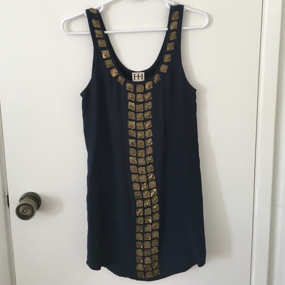 Haute Hippie silk dress with gold beading