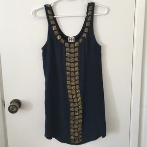 Haute Hippie silk dress with gold beading