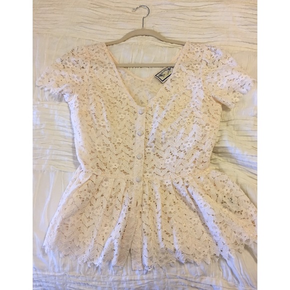Anthropologie Tops - Lace Peplum Anthropologie Top