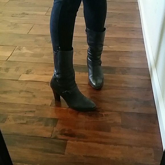 Banana Republic mid calf leather high heel boot