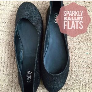 Black Sparkly Flats