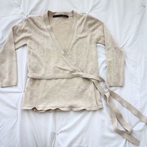 Zara knit cream wrap sweater