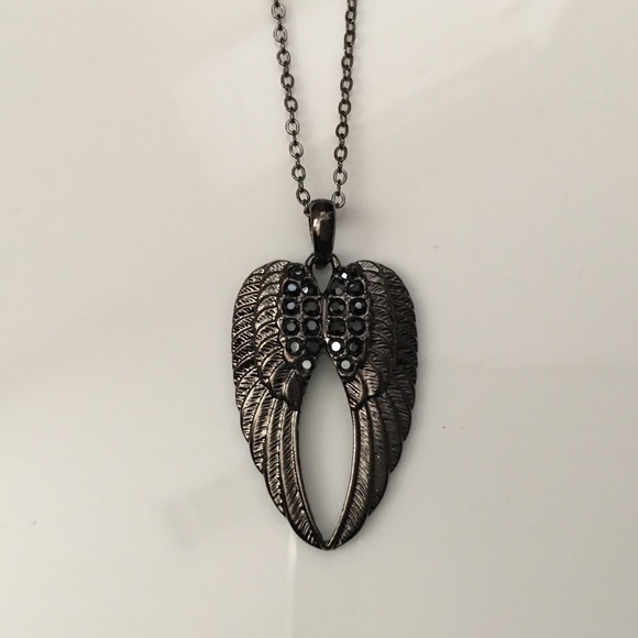 Black angel wing necklace
