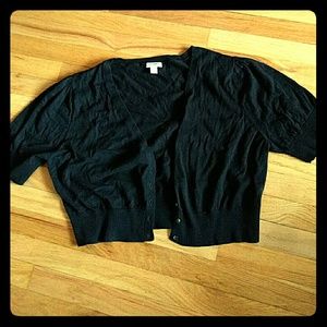 Black cropped cardigan sweater