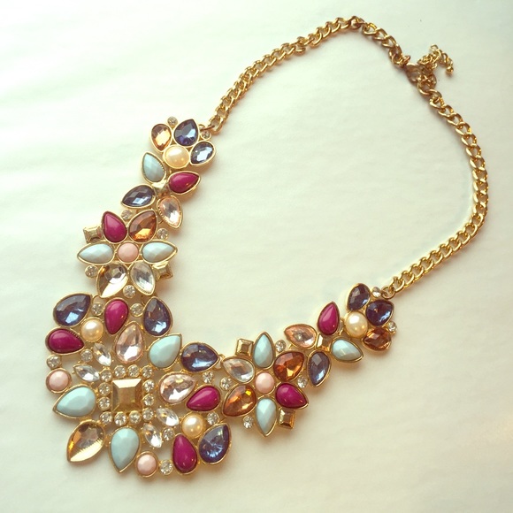 Multicolored gem statement necklace