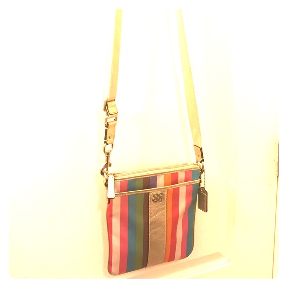 Coach striped over-the-shoulder bag