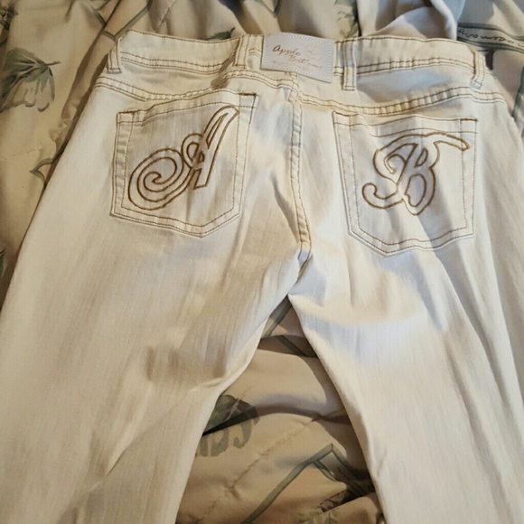 Cream colored Apple Bottom jeans.