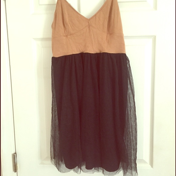 Tan & Black Tulle Dress