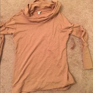 Tan cowl neck top
