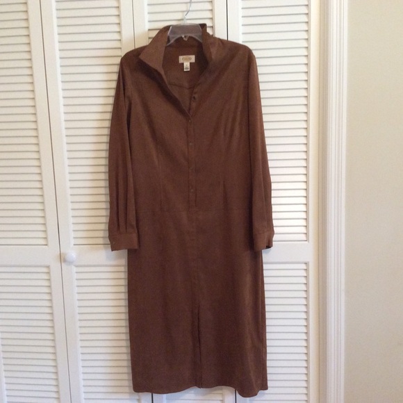 Suede cloth dress. Great with a scarf and boots