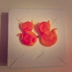Cat shaped Murano glass earrings from Italy