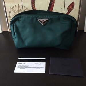 Prada Teal Large Nylon Cosmetics Case