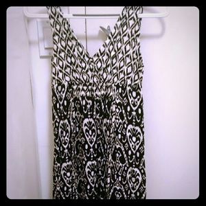 Black and white cotton maxi dress - empire waist