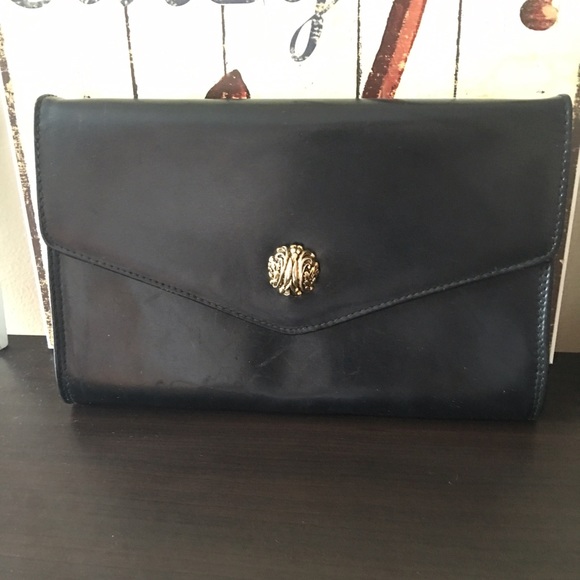 Vintage Black Leather Clutch