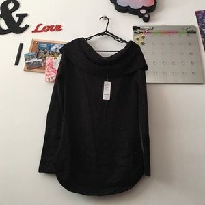 Bebe Black Off Shoulder Metallic Sweater