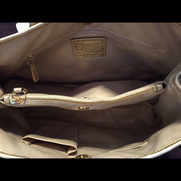 Coach Khaki & Pink Signature Tote - Picture 2 of 4