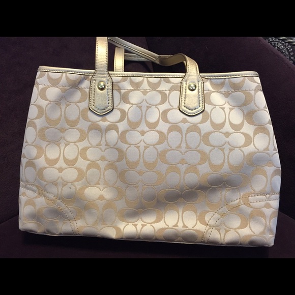 Coach Khaki & Pink Signature Tote - Picture 3 of 4