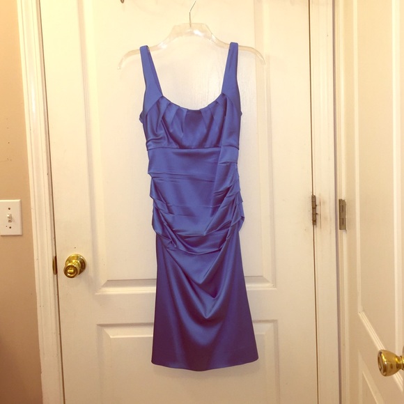 Blue satin evening dress