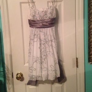 White and silver speechless dress