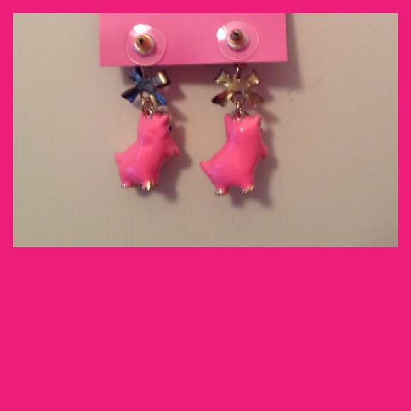 CUTE BETSEY JOHNSON HIPPO EARRINGS - Picture 2 of 3