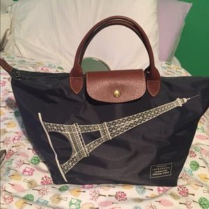 Longchamps gray limited edition Eiffel Tower bag
