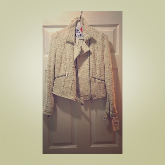 Multi Color Tweed Motorcycle Jacket