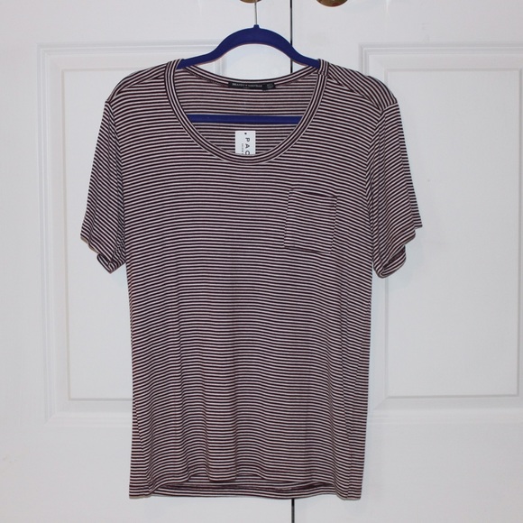 ✨SOLD✨Maroon & White Striped Tee