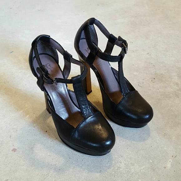 MRKT Black Leather Platform Heels