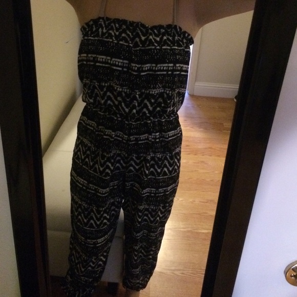 Black and white tribal romper